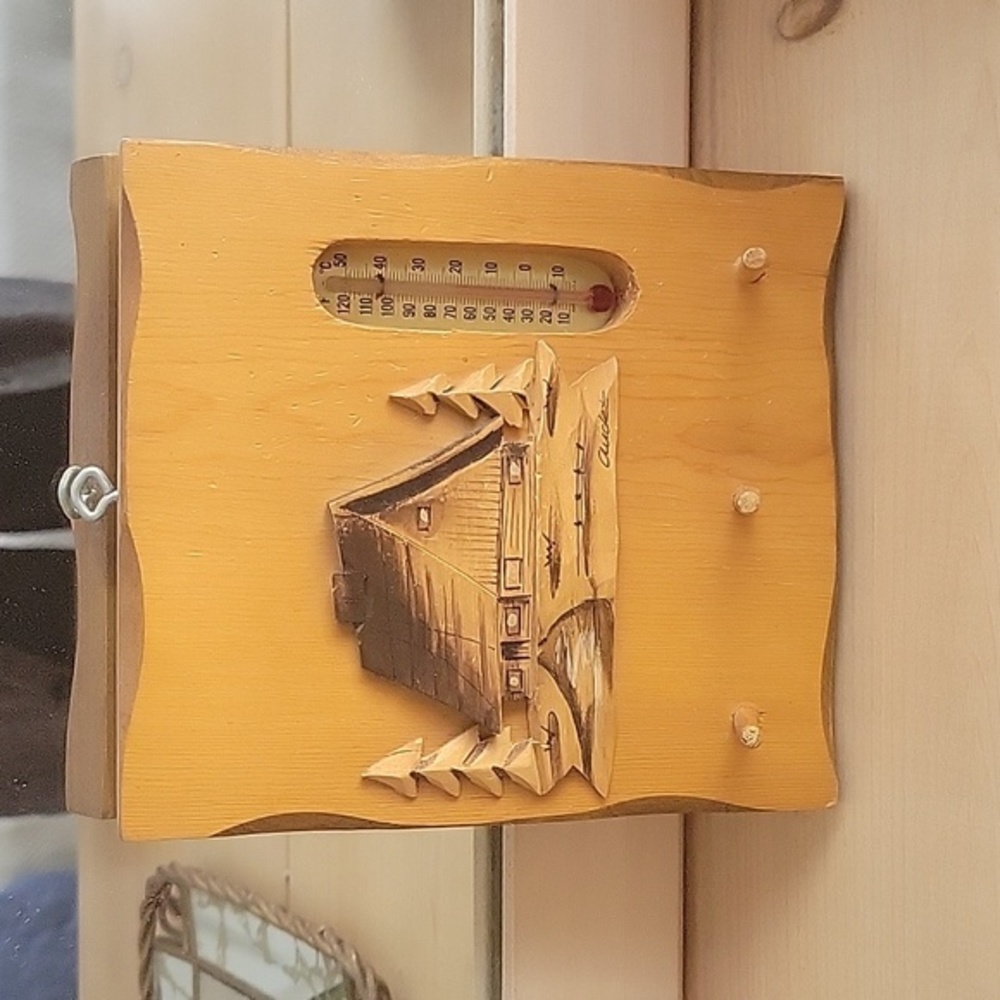 Vintage Audet Carved Wood Cabin Wall Hanging